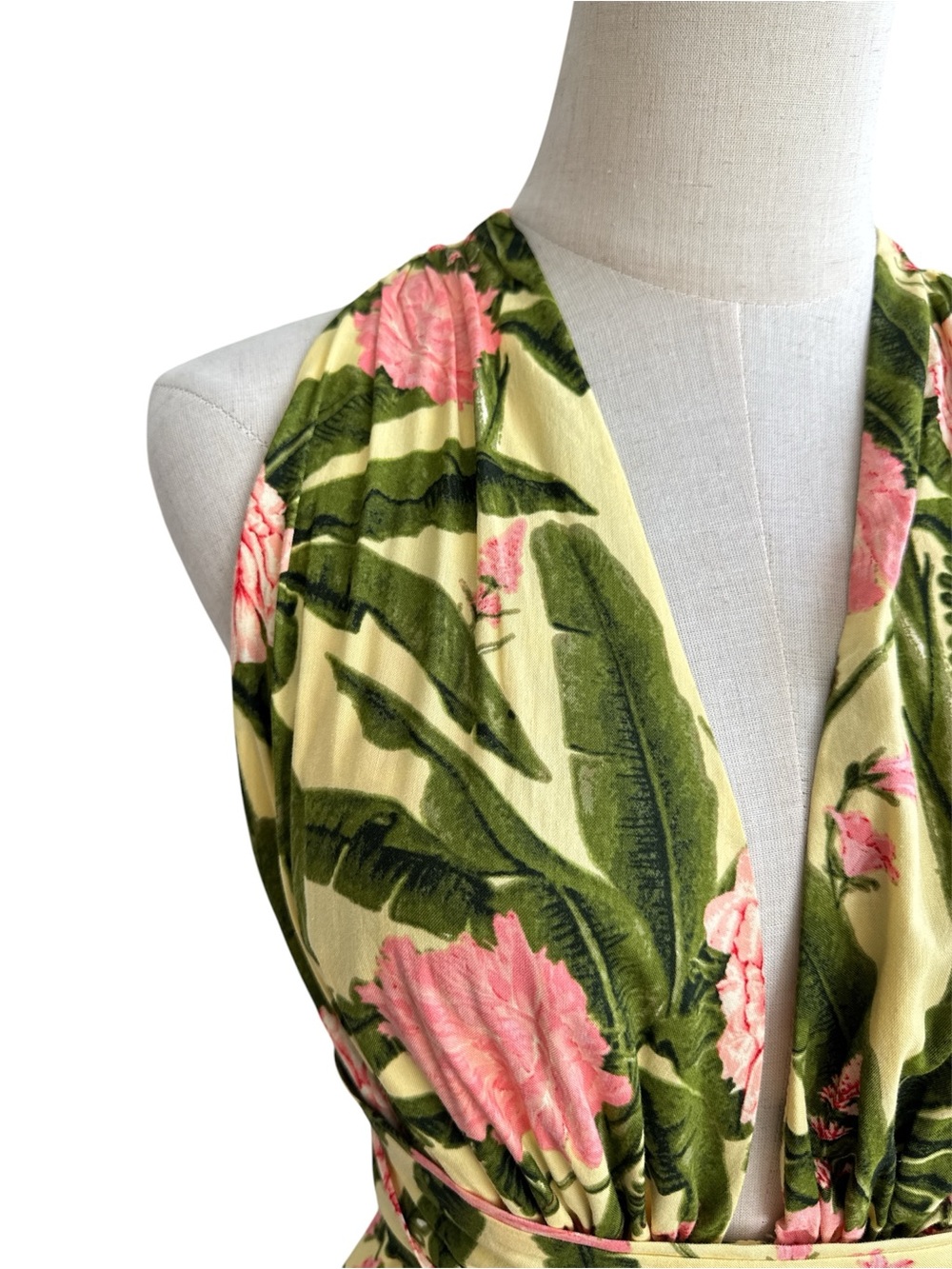 Target Agua Bendita Peony Botanical Print Jumpsuit Yellow Dark Olive Size Small - Picture 4 of 10